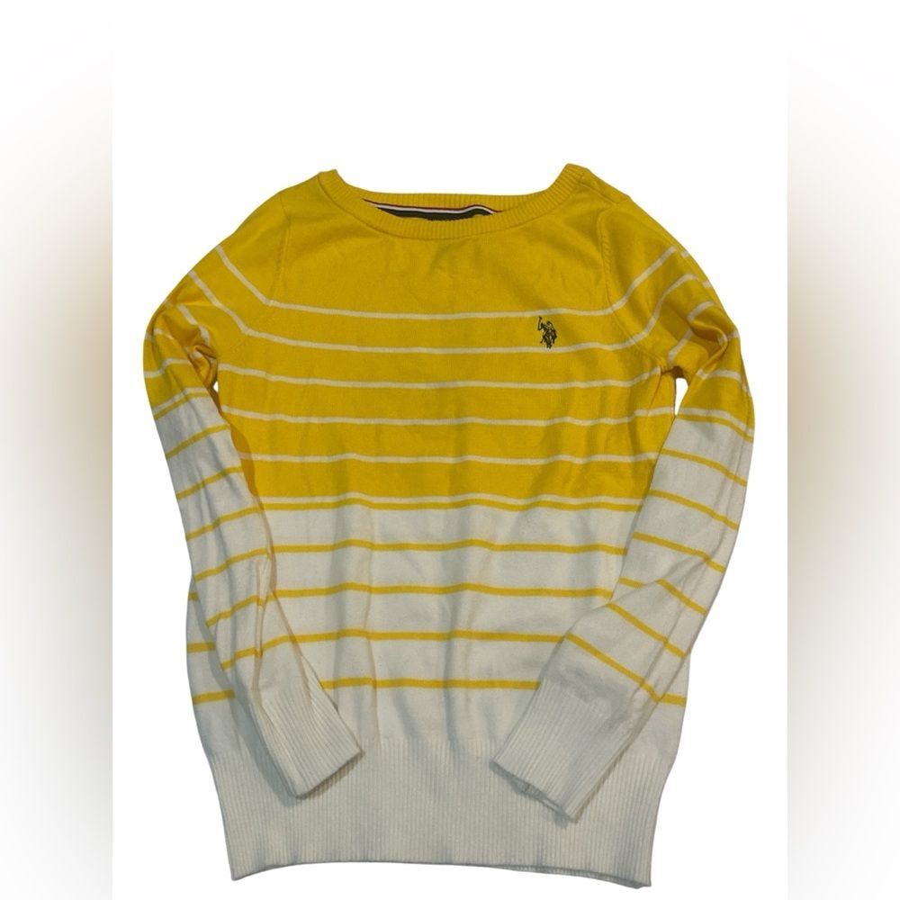 U.S. Polo Assn. Yellow & White Striped Knit Sweater size Sβ women